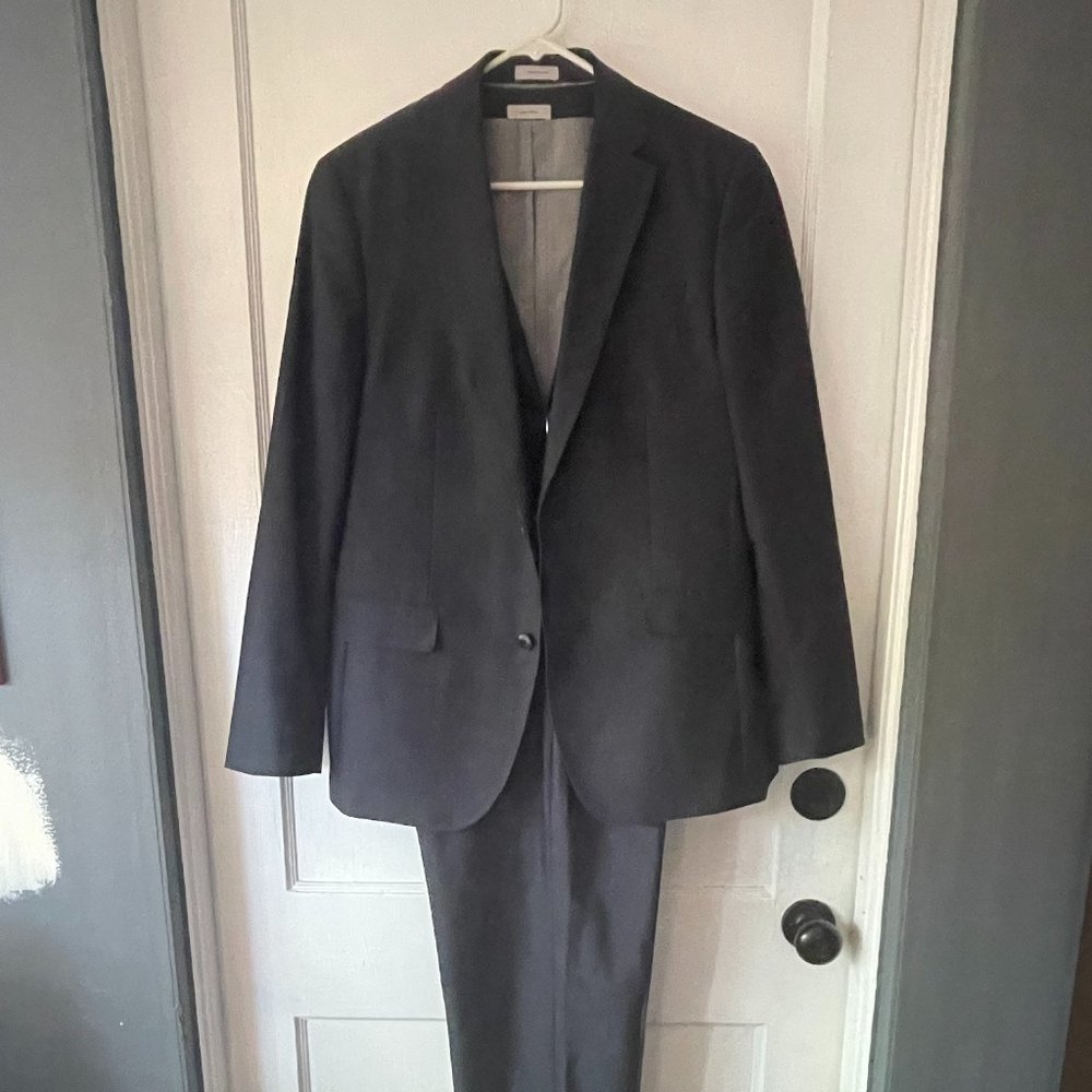 Men's J.Ferrar Dark Blue Slim Fit 3-Piece Suit w/ Jacket Vest & Pants 40R 34x32